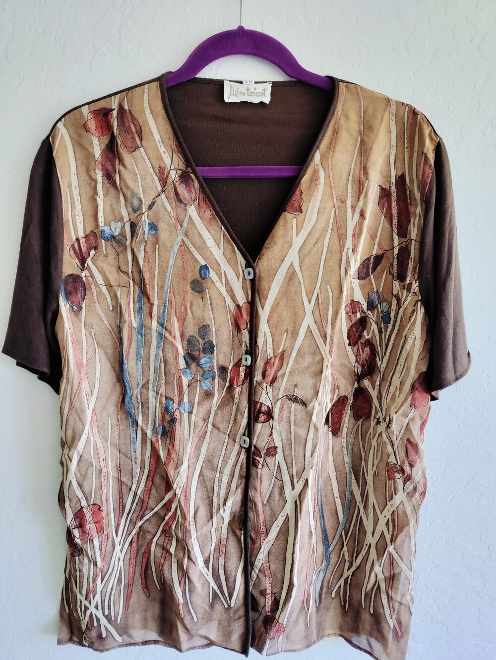 Vintage Italian Art-to-Wear Floral Blouse Made In Italy Bohemian Size Medium